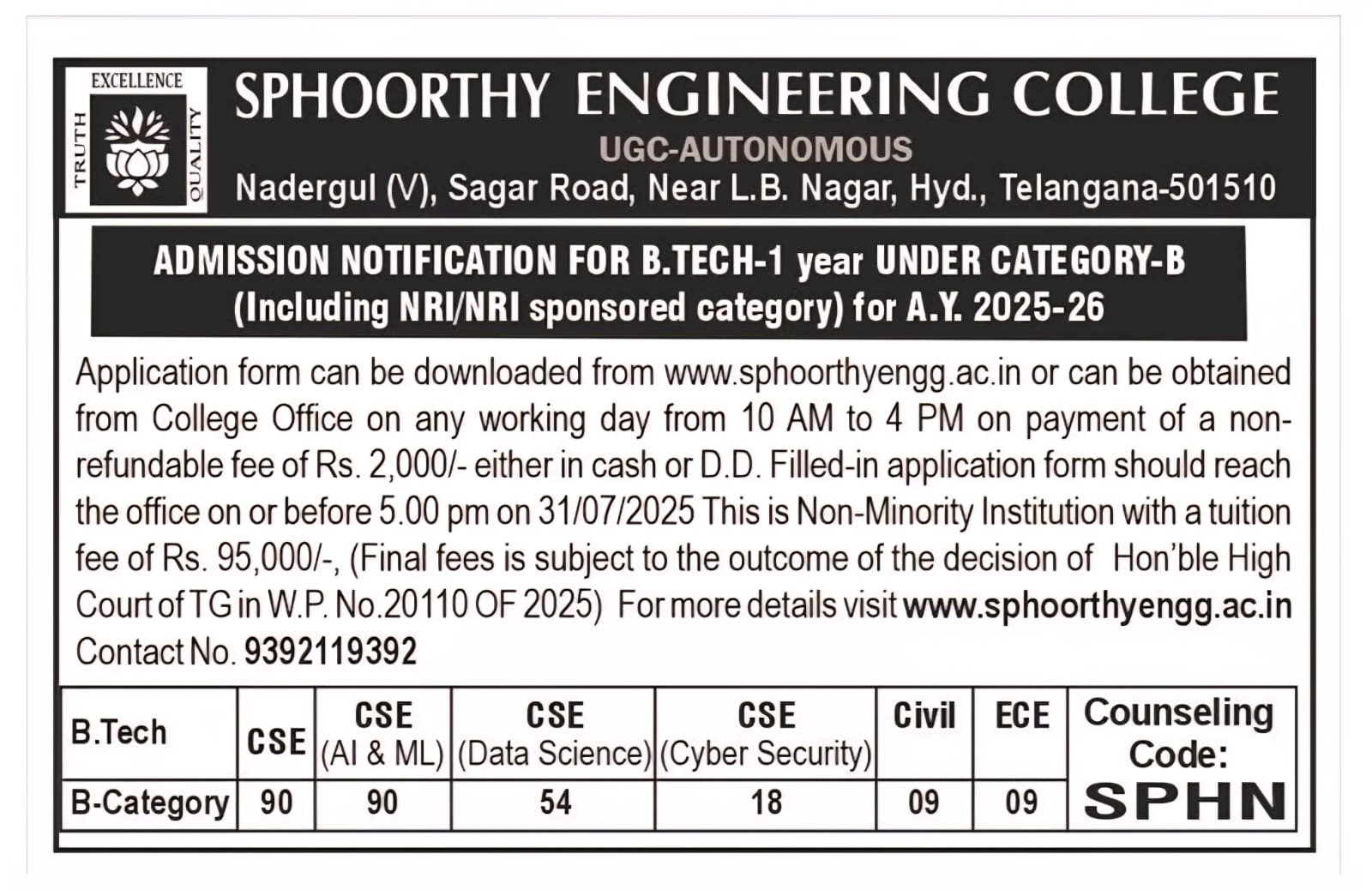 B Category Advt